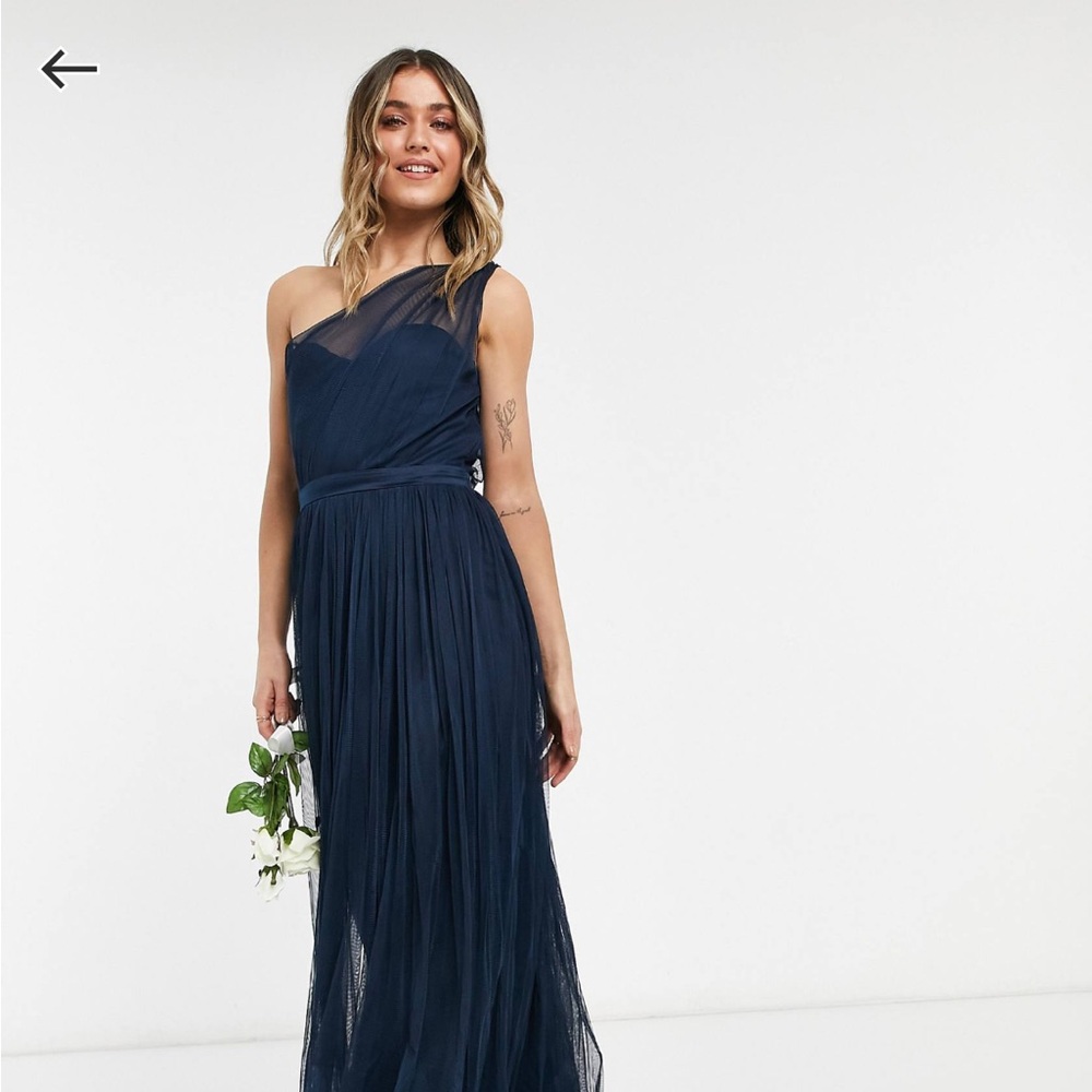 Anaya With Love Bridesmaid Tulle Dress One Shoulder Maxi Navy US Size 6